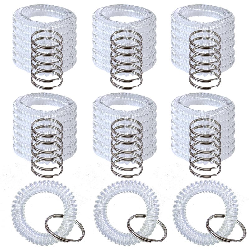 HAMIYELL Pack of 36 Colorful Spring Spiral Wrist Coil Key Chain  Wristband Key Ring (White) - Image 1